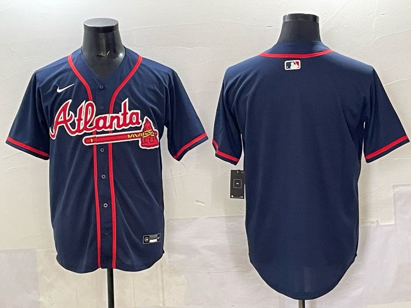 Men Atlanta Braves Blank Drak Blue  joint name Nike 2025 MLB Jersey style 01->atlanta braves->MLB Jersey